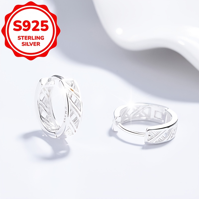 Women's 925 Silver Hollow-Out Cross Earrings